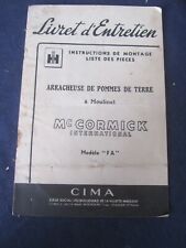 LIVRET D'ENTRETIEN ARRACHEUSE DE POMMES DE TERRE A MOULINET MC CORMICK 1953 d'occasion  Saint-Éloy-les-Mines