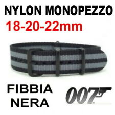 CINTURINO NYLON FIBBIA PVD NERA NERO GRIGIO James Bond 18-20-22mm MONOPEZZO G10 , usato usato  Italia