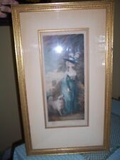 antique colored hand etching for sale  Newton