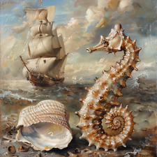 Leinwand Gemälde maritim, Nautika, Seepferdchen Segelschiff, seahorse comprar usado  Enviando para Brazil