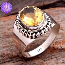 Joia anel feita à mão de prata esterlina 925 pedra preciosa citrina amarela em todos os tamanhos comprar usado  Enviando para Brazil
