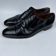 A. Testoni Cap Toe Oxford Size 12 Luxury Dress Shoes Black Leather Made In Italy for sale  Shipping to South Africa