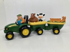 Tractor de empuje John Deere Old MacDonald con granjero y 2 animales musical Hayride  segunda mano  Embacar hacia Argentina
