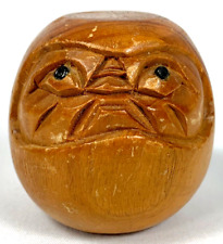 Daruma Figurine Japan Hand Carving Cryptomeria Wood Vintage for sale  Shipping to South Africa