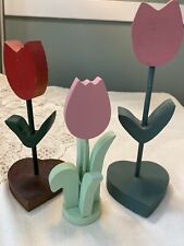 Usado, Janela/prateleira 3 tulipas flores de madeira 10", 8", 7" comprar usado  Enviando para Brazil