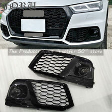For Audi Q5 Q5L 2018 2019 2020 Honeycomb Front Fog Light Grille Covers Black R+L for sale  Shipping to South Africa