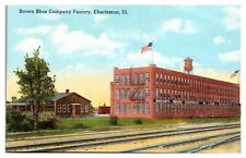 Tarjeta postal vintage de Brown Shoe Company Factory, parte posterior en blanco, error, Charleston, IL, usado segunda mano  Embacar hacia Argentina