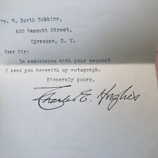 Rare Signed Autograph 1914 Note SCOTUS Chief Justice Charles Evans Hughes, used for sale  Shipping to South Africa