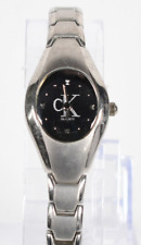 Usado, Relógio analógico feminino CK 30M oval tom prata mostrador preto 21mm #H044 comprar usado  Enviando para Brazil