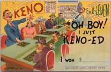 Cartão postal de jogos/saudações 1940 NEVADA "OH MENINO! Linho I Just KENO-ED" NÃO USADO comprar usado  Enviando para Brazil