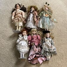 Porcelain dolls 6 pieces in dresses on stands vintage, collectible. for sale  Shipping to South Africa