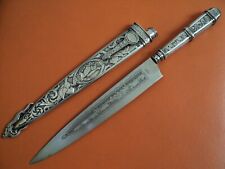 antiguo cuchillo de daga brasileño mediados del siglo XX Abramo Eberle faca plata metal hoja de acero inoxidable segunda mano  Argentina 
