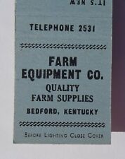 1940s Farm Equipment Co. Rooster Chasing Chicken Bedford KY Trimble Co Matchbook for sale  Shipping to South Africa