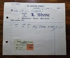 1949 L. Shone, Wholesale Paper Merchant. Invoice To Messers Do-Go Firelighters for sale  Shipping to South Africa