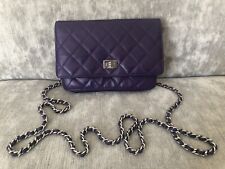 100% Authentic Chanel Reissue Purple Lambskin Leather Bag Wallet On Chain WOC til salgs  Frakt til Norway