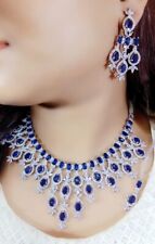 Indian Bollywood Silver Plated  AD CZ Choker Necklace Wedding Bridal Jewelry Set for sale  Shipping to South Africa