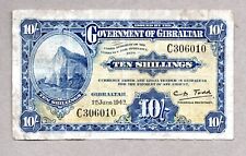 Usado, Genuine Historical WW11  1942 Government Of Gibraltar  (10) Shillings Bank Note comprar usado  Enviando para Brazil