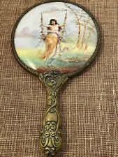 Porcelana decorativa antiga Art Nouveau espelho de mão menina em um balanço década de 1920 RARO, usado comprar usado  Enviando para Brazil