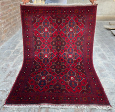 4x5 Ft, Gorgeous Afghan Turkmen Khal Muhammadi Red Rug, Natural Dyed L506 for sale  Shipping to South Africa