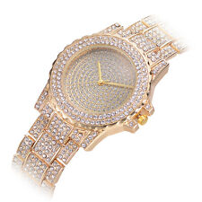 Relógio de pulso feminino moda ouro cristal strass quartzo pulseira de aço inoxidável, usado comprar usado  Enviando para Brazil
