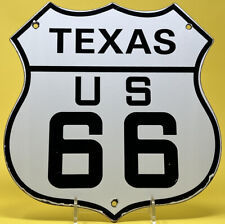 VINTAGE TEXAS US ROUTE 66 PORCELAIN METAL HIGHWAY SIGN GAS OIL ROAD SHIELD TX for sale  Shipping to Canada