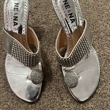 Silver slip sandals for sale  GATESHEAD