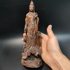 Estátua de Buda de madeira esculpida chinesa escultura em madeira antiga quan kwan yin estátua escultura comprar usado  Enviando para Brazil