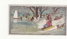 Dart Sled Snowy Hill Icy Pond Ice Sail Boat No Advertising Vict Card c1880s for sale  Shipping to South Africa