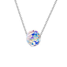 Sterling Silver Aurora Borealis Disco Ball Necklace Made with Swarovski Elements til salgs  Frakt til Norway