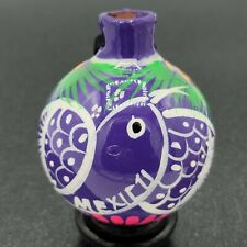 Usado, "Bola Adorno de Terracota de Arcilla Pintada a Mano México Diseño Floral Púrpura 3" segunda mano  Embacar hacia Argentina
