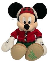 Walt Disney Store Mickey Mouse 2017 peluche rojo a cuadros invierno leñador vacaciones segunda mano  Embacar hacia Argentina