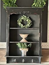 Black Distressed Farmhouse Open Shelf Wall Cabinet 26" for sale  Shipping to South Africa