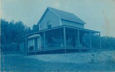 1907 Cyanotype RPPC House con mecedoras y hamaca en porche, estado de Nueva York segunda mano  Embacar hacia Argentina
