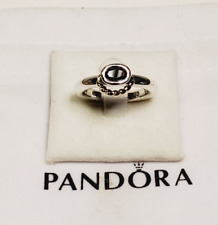 Autêntico anel de halo Pandora prata esterlina/ouro 14kt preto Onix APOSENTADO comprar usado  Enviando para Brazil