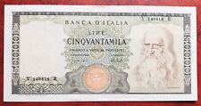 LIRA ITALIA Repubblica banconota 50000 Lire LEONARDO - 4.2.1974 Spl/Sup usato  Chioggia