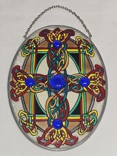 Vitral floral exclusivo estilo celta com joias cruz oval apanhador de sol  comprar usado  Enviando para Brazil