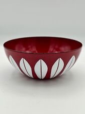 Vintage Catherine Holm Norway  5.5" Red Lotus Leaf Enamel Bowl  MCM Rare for sale  Shipping to South Africa