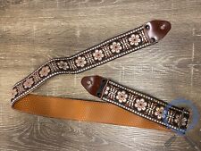 Couro e bordado, padrão tecido, alça de guitarra marrom flor comprar usado  Enviando para Brazil