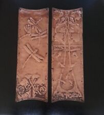 PAR de placas de dedo de puerta Art Nouveau de cobre - Libélula y pez Repousse c. 1900 segunda mano  Embacar hacia Argentina