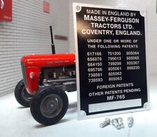Massey Ferguson MF65 Tracteur Serial Commission Châssis Plaque & Rivets 1958-63 d'occasion  Expédié en France