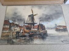 L. VAN STAATEN (1859 - 1924). Dutch Canal Scene  Watercolour for sale  Shipping to South Africa