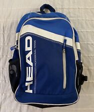 Mochila de tênis HEAD vinil azul branco 18” bolsa acolchoada alças ajustáveis bolsos comprar usado  Enviando para Brazil