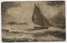 Fishing Boat in Stormy Sea Blackpool Lancashire Vintage Postcard M4 for sale  Shipping to South Africa