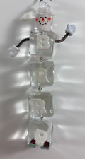 Used, Clear Acrylic Skiing BRRR Snowman 6 in Ice Cube Christmas Ornament for sale  Henderson