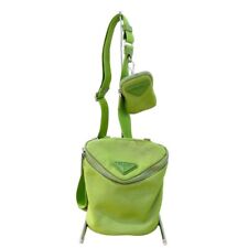 Bolsa de ombro PRADA Canapa 2VH147 verde prata lona zíper feminina usada F/S, usado comprar usado  Enviando para Brazil