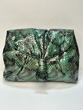 Beautiful Vintage J.Renee Green & Black Snakeskin Leather Clutch Purse for sale  Shipping to South Africa