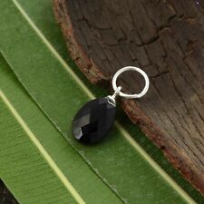 Pingente artesanal natural 10X15mm ônix preto formato gota em prata esterlina 925, usado comprar usado  Enviando para Brazil