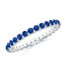 Anel de pulseira de prata 925 prata estorninho azul safira redondo 2,00 mm eternidade completa comprar usado  Enviando para Brazil