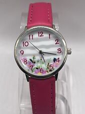 Relógio de quartzo feminino pulseira rosa mostrador floral caixa 32mm - Nova bateria comprar usado  Enviando para Brazil