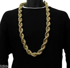 Collar enchapado en oro 14K cadena de cuerda 36" pulgadas de largo GRAN GRASA 25 mm de espesor Hip Hop segunda mano  Embacar hacia Argentina